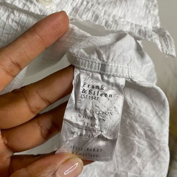 Frank & Eileen Top Barry Button Down Crinkle Solid White‎ Long Sleeve Blouse XS - Picture 7 of 8